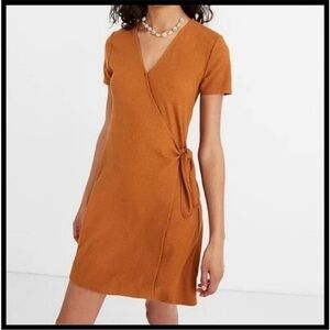 Madewell Texture & Thread Side Tie Midi Dress Casual Burned Orange Brown Medium